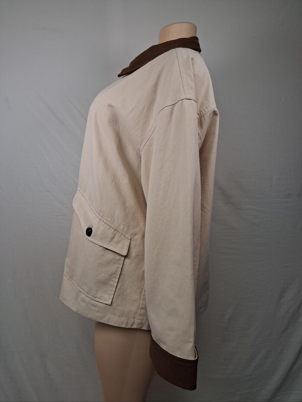 ZESICA Cream Jacket with Brown Trim Size XL - Picture 6 of 16